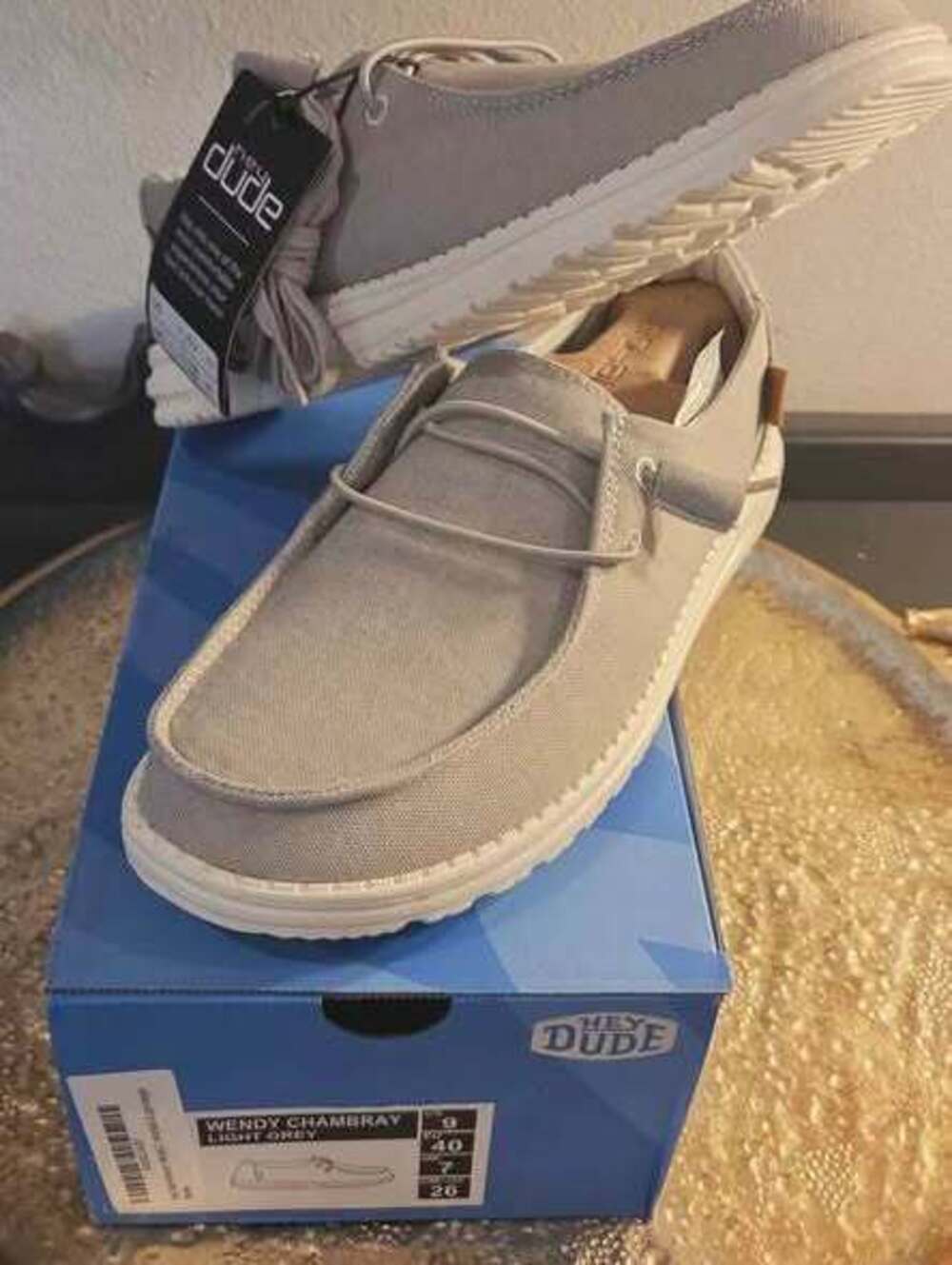 Hey Dude Wendy Chambray Light Grey Shoes US 9